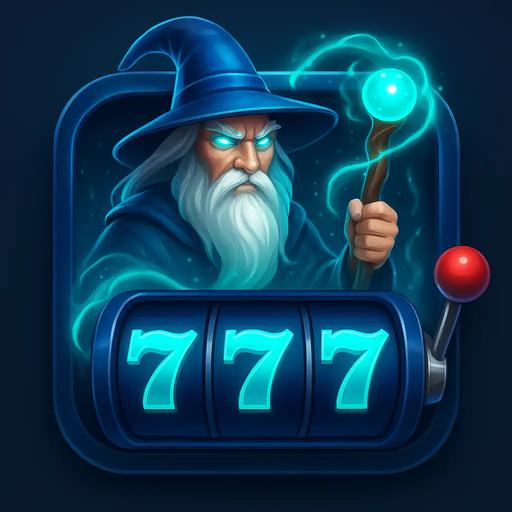 Rise of Merlin slot icon with a wizard and glowing staff