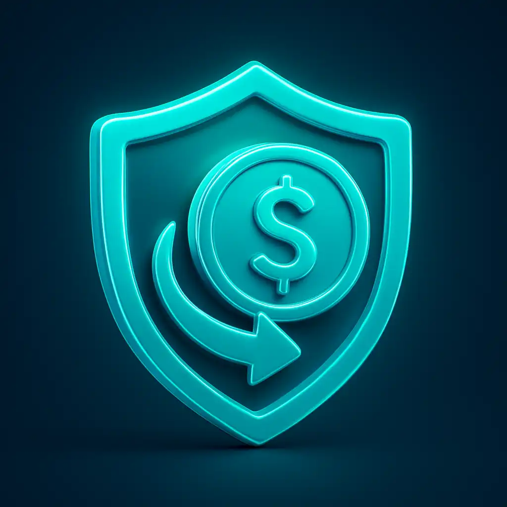 Shield with a returning coin representing weekend cashback