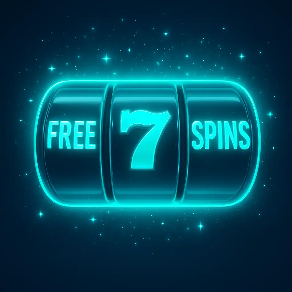 Slot reel symbols surrounded by sparkles representing free spins
